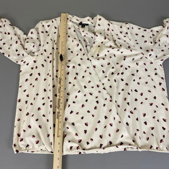 Alfani Tunic Top Blouse Women's 3X Floral Print Long Sleeve Ivory Burgundy *Flaw - Picture 8 of 11